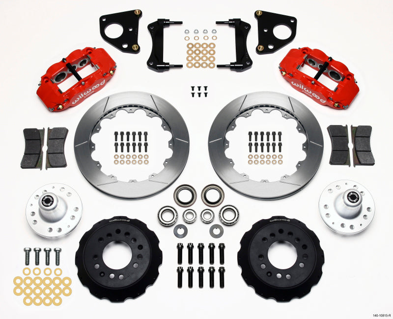 Wilwood Forged Narrow Superlite 6R 12.88in Red Front Big Brake Hub Kit - Dodge Charger, Challenger, Plymouth Road Runner 1966-1972 (Drum Spindle)