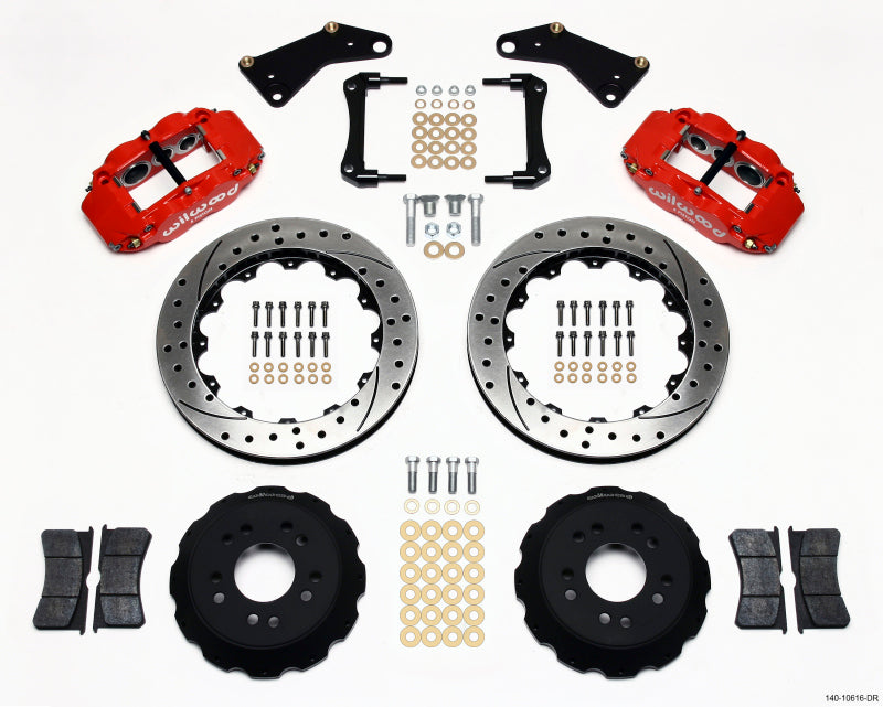 Wilwood Forged Narrow Superlite 6R 13.06in Drilled Red Front Big Brake Hat Kit - Chevrolet Corvette C3 1970-1982