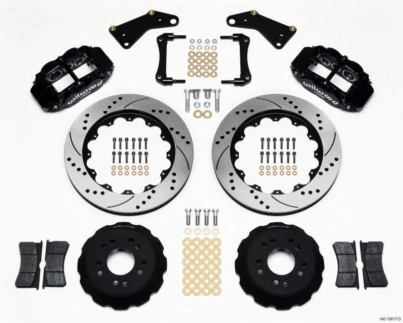 Wilwood Forged Narrow Superlite 6R 14in Drilled Front Big Brake Hat Kit - Chevrolet Corvette C3 1970-1982