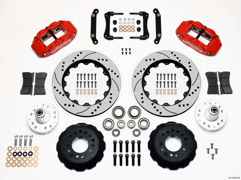 Wilwood Forged Narrow Superlite 6R 14in Drilled Red Front Big Brake Hub Kit - Chevrolet Camaro / Caprice / Pontiac Firebird 1979-1990