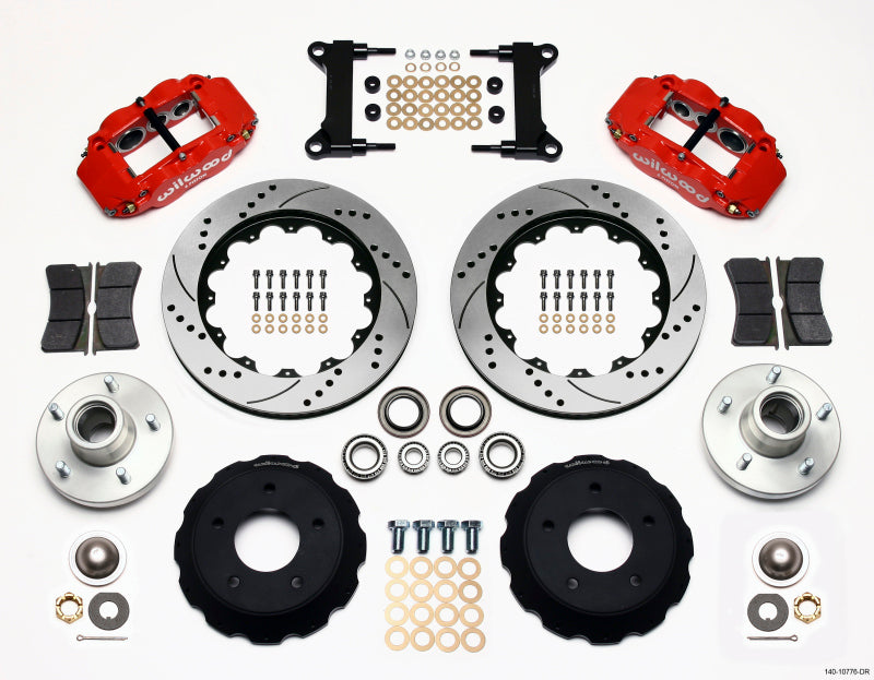 Wilwood Forged Narrow Superlite 6R 14in Drilled Red Front Big Brake Hub Kit - Chevrolet C10, GMC C1500 1975-1987 (CPP Drop Spindle)