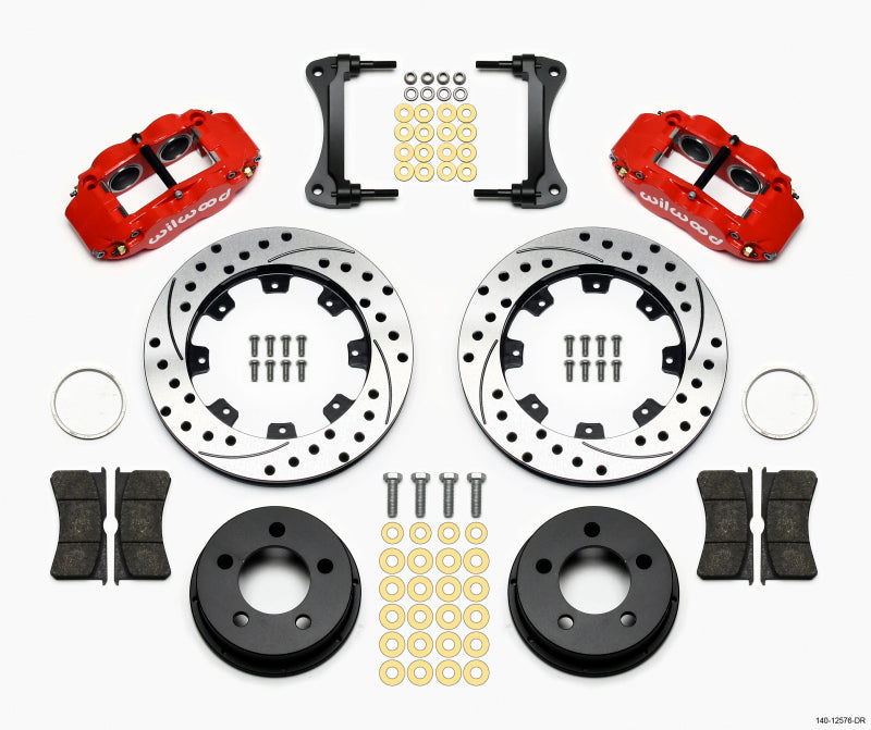 Wilwood Narrow Superlite 4R Front BBK 12.19in - Jeep Cherokee / Wrangler 1984-1989 - Drilled, Red