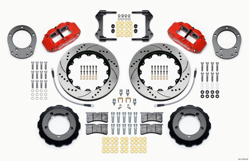 Wilwood Narrow Superlite 4R Front BBK 14.00in - Ford Bronco 1976-1977 - Drilled - Red