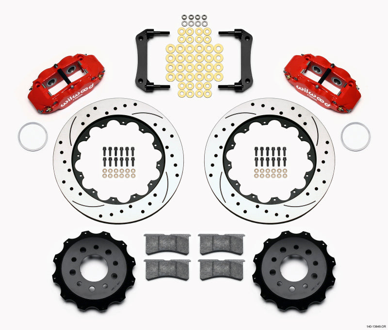 Wilwood Narrow Superlite 4R Rear BBK 14.00in - Chevrolet Camaro 2010-2017 - Drilled - Red