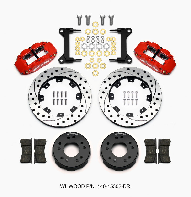 Wilwood Narrow Superlite 6R Front BBK 12.19in - Chevrolet C10, GMC C1500 1975-1986 - Drilled, Red