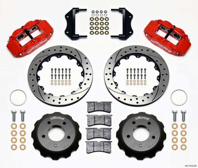Wilwood Narrow Superlite 6R Front BBK 12.88in - Chevrolet Corvette 1985-1987 - Drilled - Red
