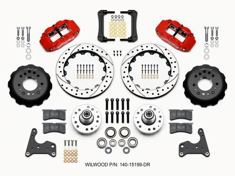 Wilwood Narrow Superlite 6R Front BBK 12.88in - Chrysler / Dodge / Plymouth C-Body 1965-1972 - Drilled, Red
