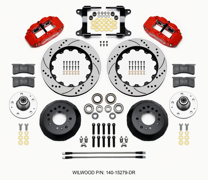 Wilwood Narrow Superlite 6R Front BBK 14.00in - Chevrolet Camaro, Pontiac Firebird 1982-1992 - Drilled - Red