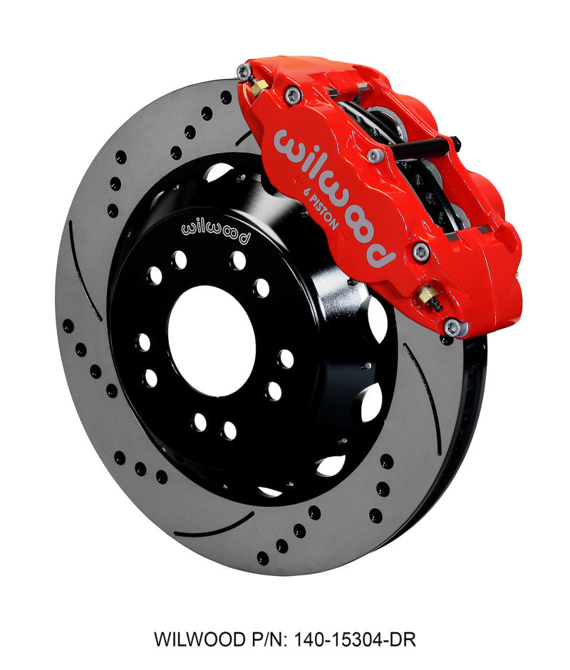Wilwood Narrow Superlite 6R Front BBK 14.00in - Chevrolet C10, GMC C1500 1975-1986 - Drilled, Red