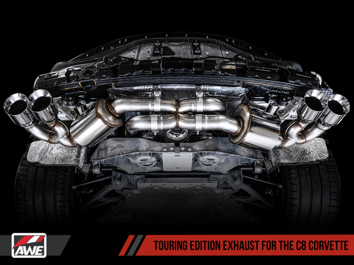 AWE Tuning 2020 Chevrolet Corvette (C8) Touring Edition Exhaust - Quad Diamond Black Tips.