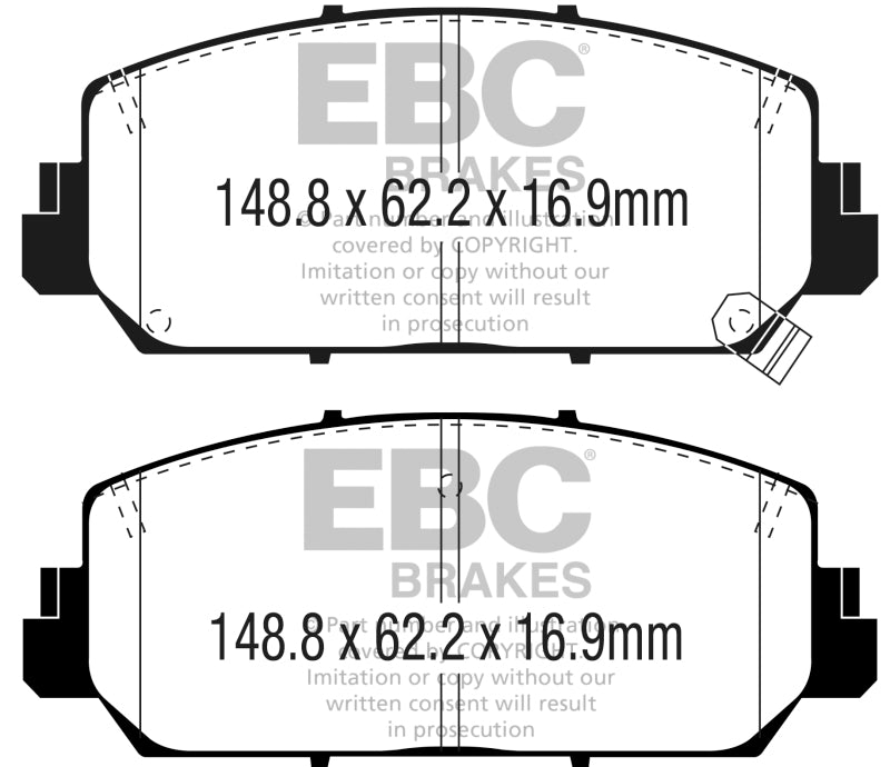 EBC 16+ Acura ILX 2.4 Redstuff Front Brake Pads.