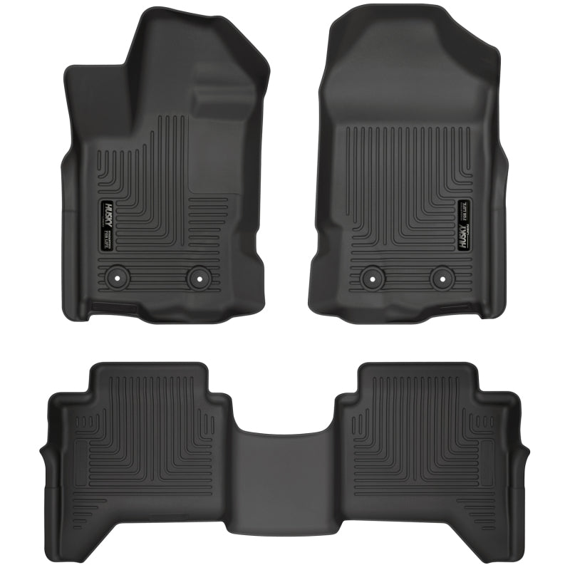 Husky Liners 2019+ Ford Ranger SuperCrew Cab Weatherbeater Black Front & 2nd Seat Floor Liners.