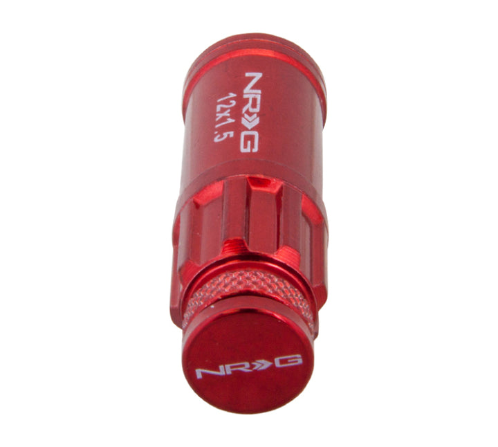 NRG 700 Series M12 X 1.5 Steel Lug Nut w/Dust Cap Cover Set 21 Pc w/Locks & Lock Socket - Red.