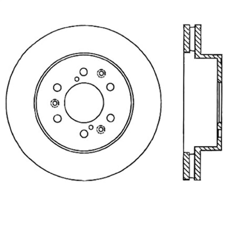 StopTech 05-10 GMC Sierra 1500 (w Rear Drum) / 07-09 GMC Yukon Front Right Slotted & Drilled Rotor.