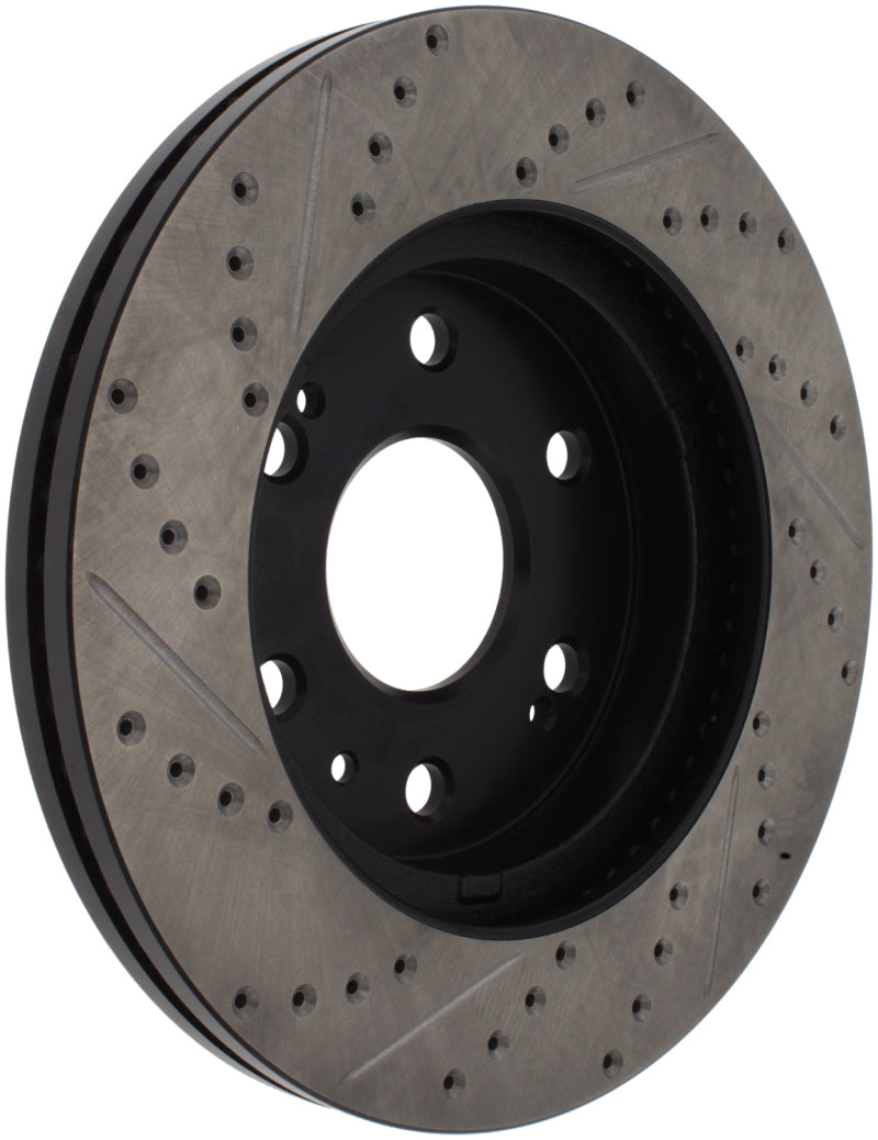 StopTech 05-10 GMC Sierra 1500 (w Rear Drum) / 07-09 GMC Yukon Front Right Slotted & Drilled Rotor.