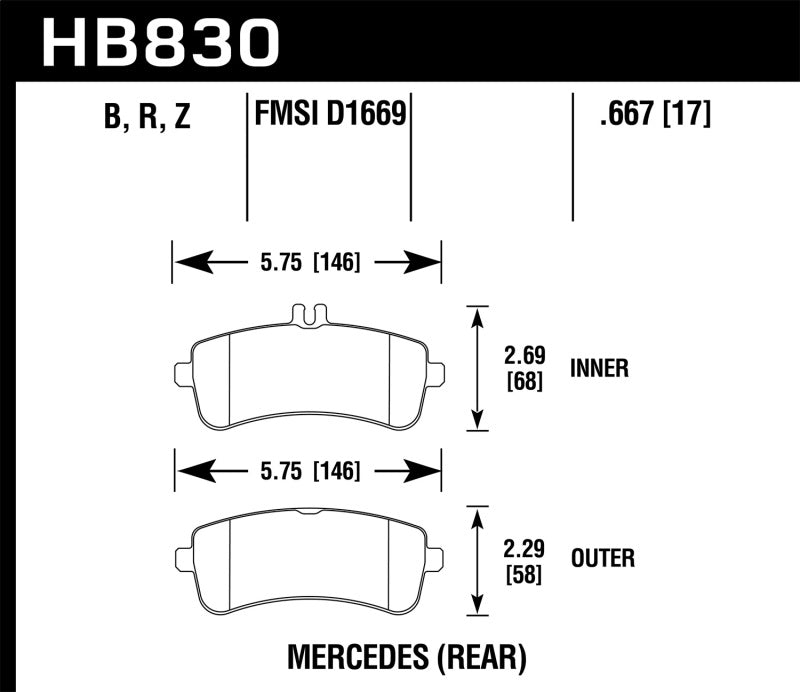 Hawk 13-16 Mercedes-Benz SL63 AMG/SL65 AMG Perfromance Ceramic Street Rear Brake Pads.