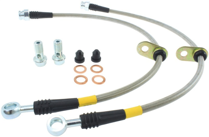 StopTech 06-14 Honda Ridgeline Stainless Steel Front Brake lines.