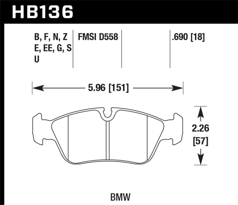 Hawk BMW 318i/318iC/318iS/318Ti/325Ci/325i/325iS/325Xi/328Ci/328iC/328iS/Z3 Race Front Brake Pads.