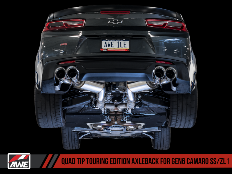 AWE Tuning 16-19 Chevrolet Camaro SS Axle-back Exhaust - Touring Edition (Quad Chrome Silver Tips).