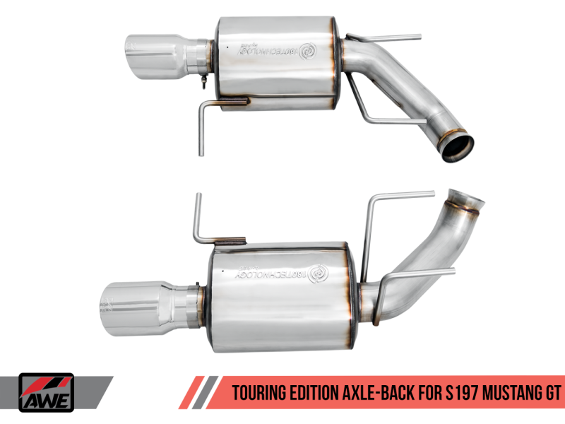 AWE Tuning S197 Mustang GT Axle-back Exhaust - Touring Edition (Chrome Silver Tips).