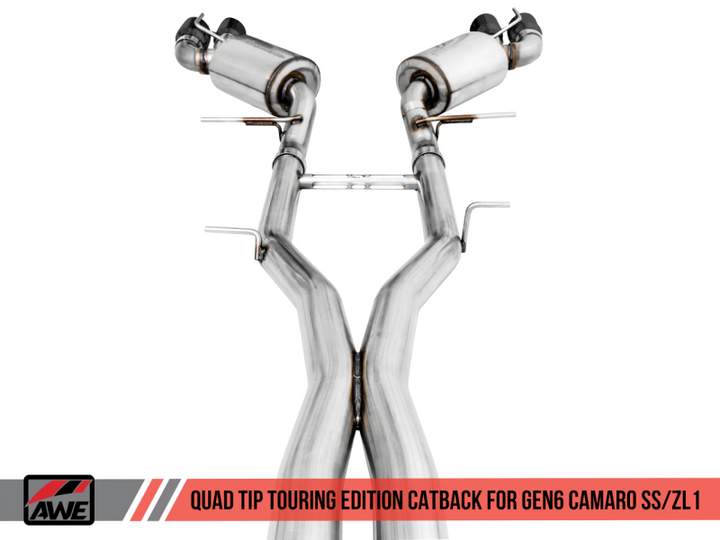 AWE Tuning 16-19 Chevy Camaro SS Res Cat-Back Exhaust -Touring Edition (Quad Diamond Black Tips).