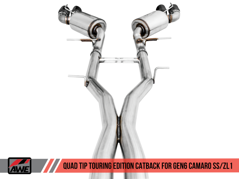 AWE Tuning 16-19 Chevy Camaro SS Non-Res Cat-Back Exhaust -Touring Edition (Quad Diamond Black Tips).