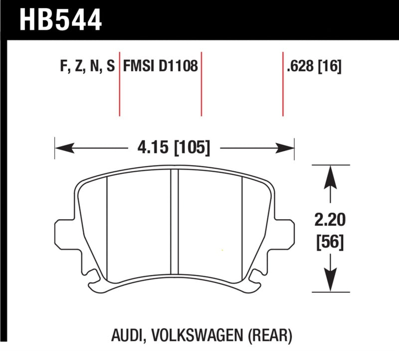 Hawk Audi A3 / A4 / A6 Quattro HPS Rear Brake Pads.