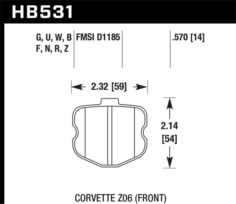 Hawk 06-10 Chevy Corvette (OEM Pad Design) Front HP+ Sreet Brake Pads.