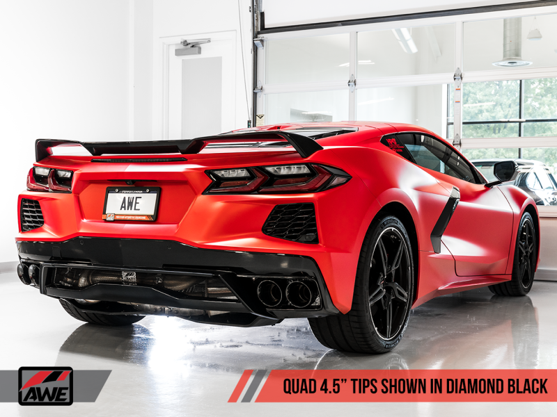 AWE Tuning 2020 Chevrolet Corvette (C8) Touring Edition Exhaust - Quad Diamond Black Tips.