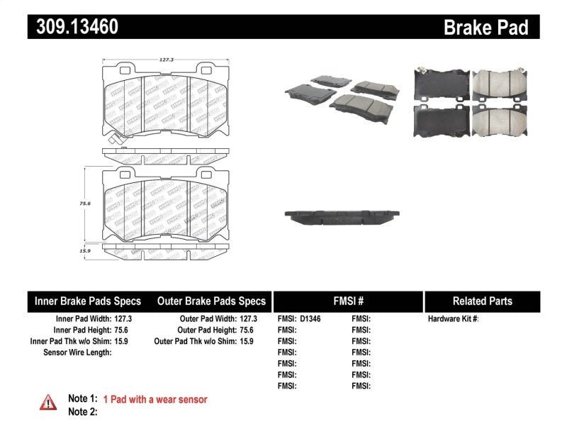 StopTech Performance 09-13 Infiniti FX35/FX37/FX45/FX50/08-13 G37 / 09-12 370Z Front Brake Pads.