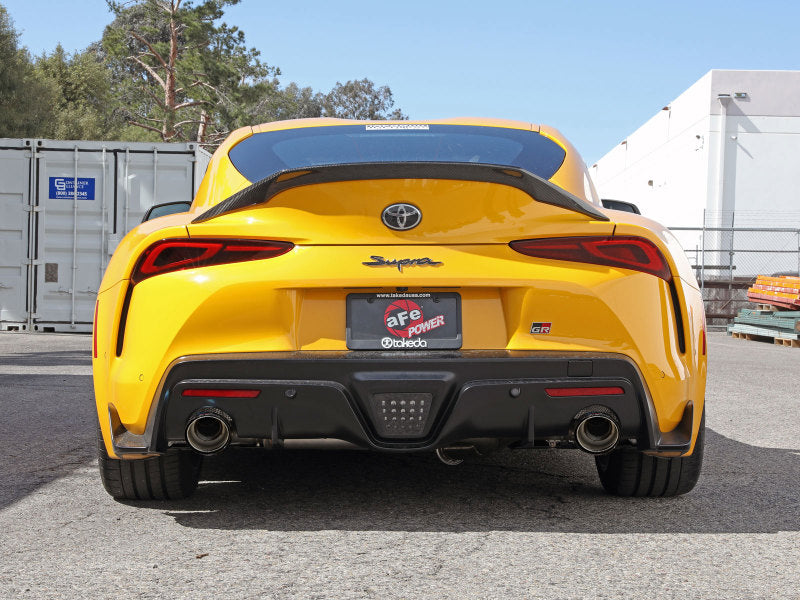 aFe POWER Takeda 2021 Toyota Supra 2.0L (t) 2.5in-3in 304 SS CB Exhaust w/ Carbon Tips.