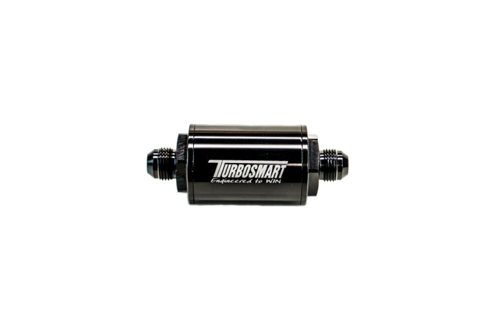 Turbosmart FPR Billet Inline Fuel Filter 1.75in OD 3.825in Length AN-8 Male Inlet - Black.
