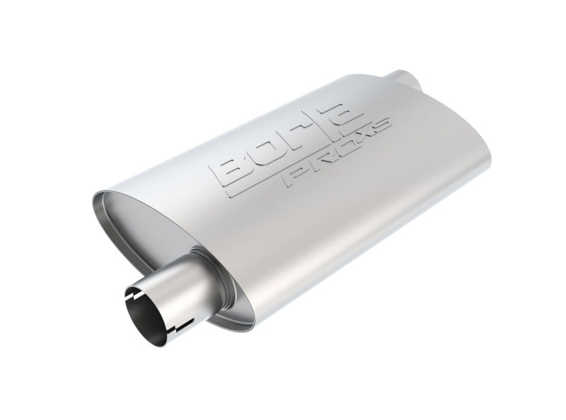 Borla Universal Pro-XS Oval 2.25in Inlet / Outlet Offset Notched Muffler.