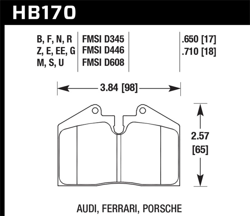 Hawk 89-94 Porsche 911 / 86-94 944 / 93 & 95 968 Front & Rear DTC-70 Race Brake Pads.