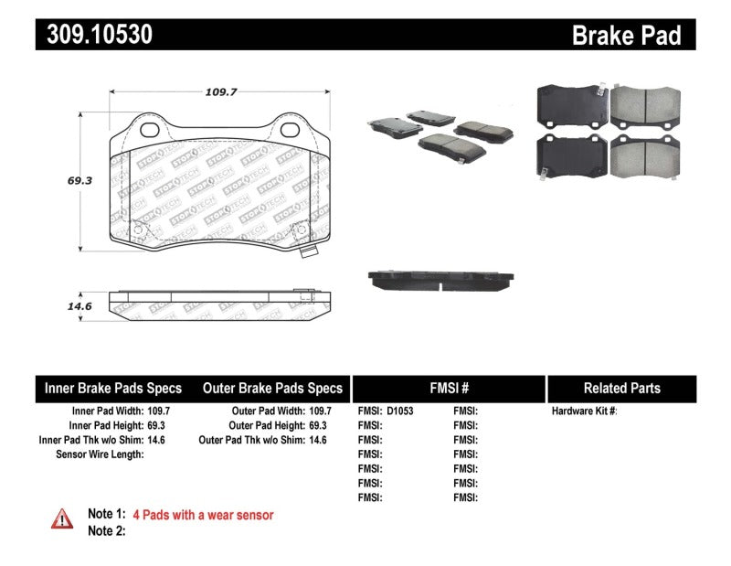 StopTech Performance 10+ Camaro Rear Brake Pads.