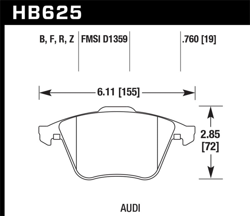 Hawk 2001-2010 Audi S3 European HPS 5.0 Front Brake Pads.