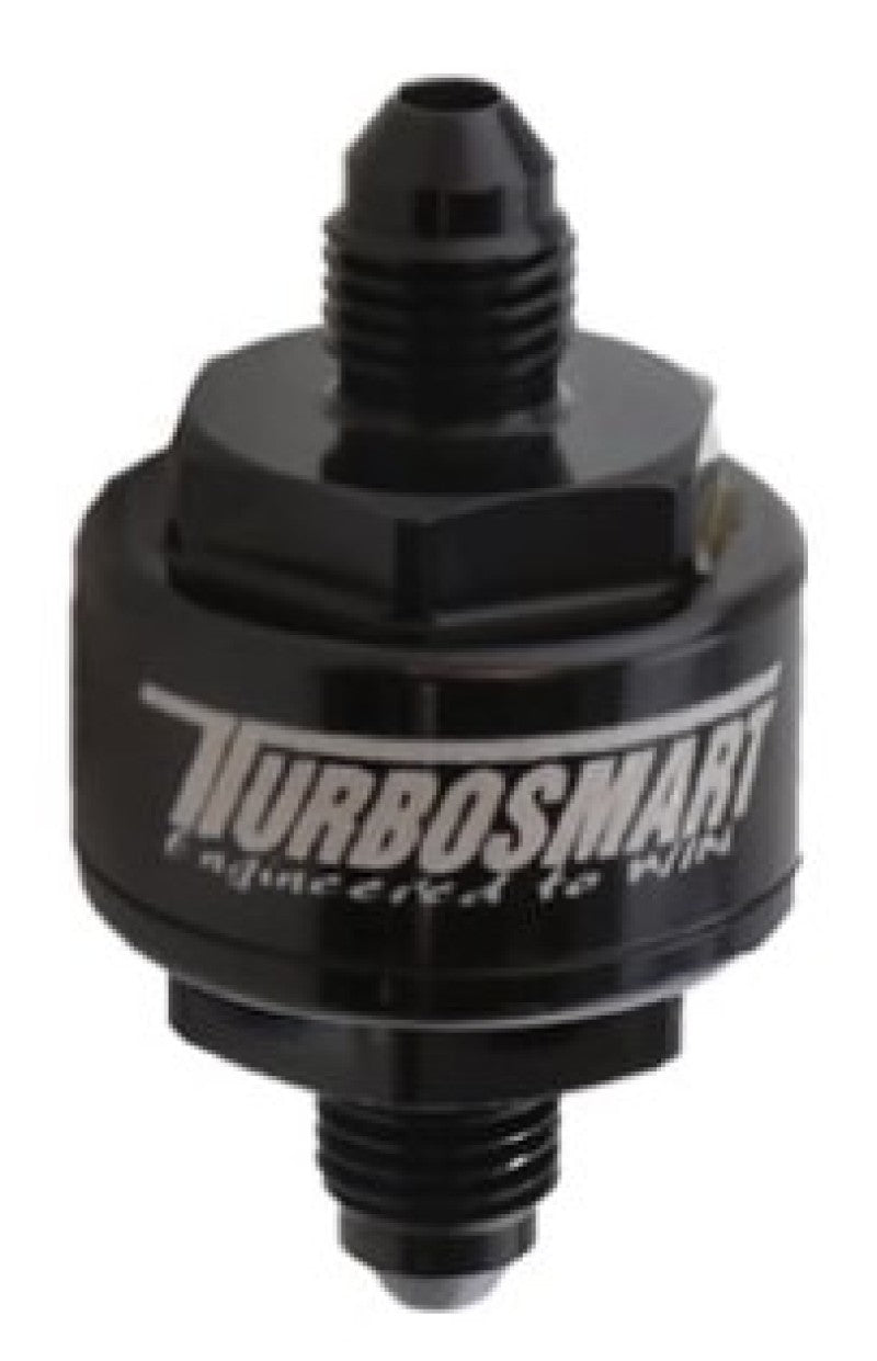 Turbosmart Billet Turbo Oil Feed Filter w/ 44 Micron Pleated Disc AN-3 Male Inlet - Black.