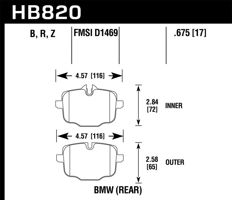 Hawk 12-17 BMW M6 / 14-17 BMW M6 Gran Coupe / 13-16 BMW M5 HPS 5.0 Rear Brake Pads.