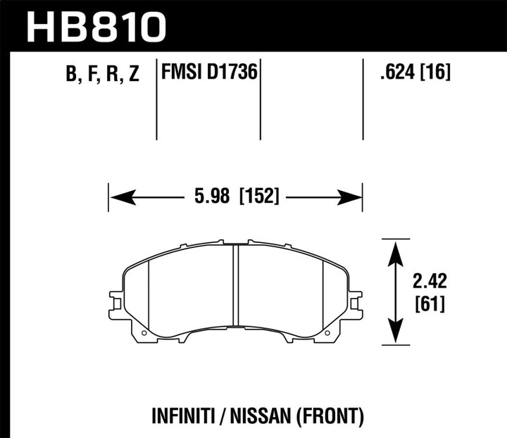 Hawk 14-17 Infiniti Q50 HPS 5.0 Front Brake Pads.