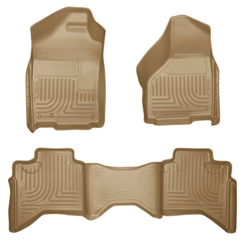 Husky Liners 03-08 Dodge Ram 1500/2500/3500 Quad Cab WeatherBeater Combo Tan Floor Liners.