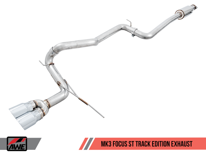 AWE Tuning Ford Focus ST Track Edition Cat-back Exhaust - Chrome Silver Tips.