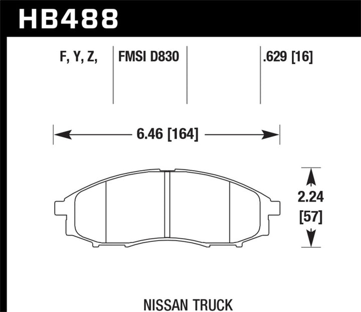 Hawk 00-04 Nissan Xtrerra / 03-04 Nissan Frontier LTS Street Front Brake Pads.
