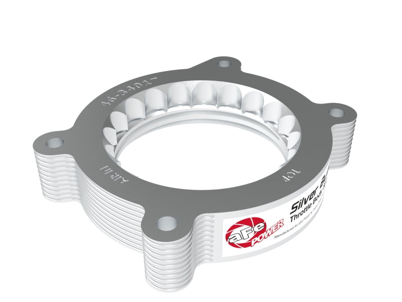 aFe 2020 Vette C8 Silver Bullet Aluminum Throttle Body Spacer Works w/ Factory Intake Only - Silver.