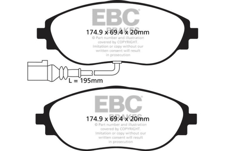 EBC 14-20 Audi S3 2.0 Turbo Redstuff Front Brake Pads.