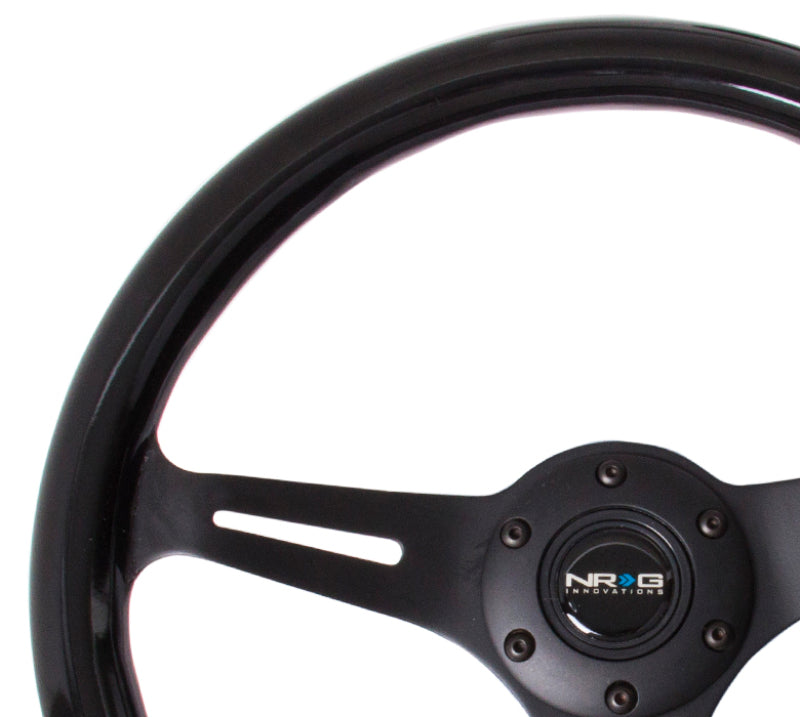 NRG Classic Wood Grain Steering Wheel (350mm) Black Paint Grip w/Black 3-Spoke Center.