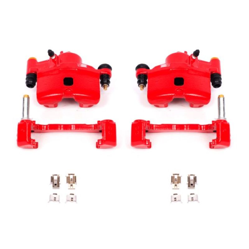 Power Stop 90-00 Honda Civic Front Red Calipers w/Brackets - Pair.