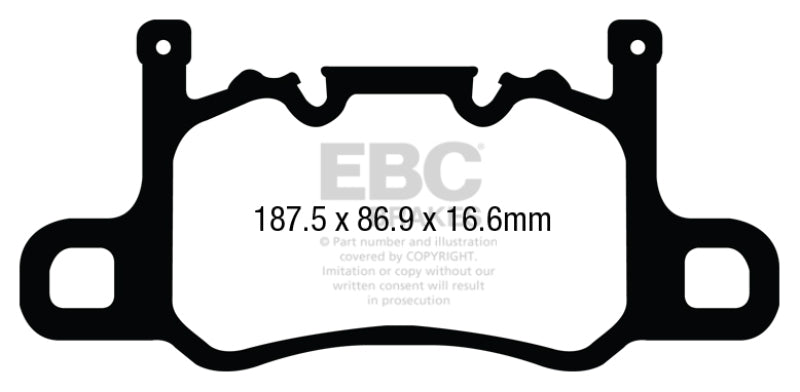 EBC 13-15 Porsche 911 (991) (Cast Iron Rotor only) 3.8 GT3 Yellowstuff Rear Brake Pads.