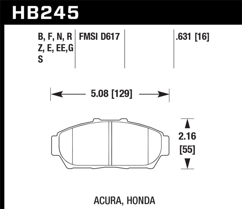 Hawk 1997-2001 Acura Integra GS HPS 5.0 Front Brake Pads.