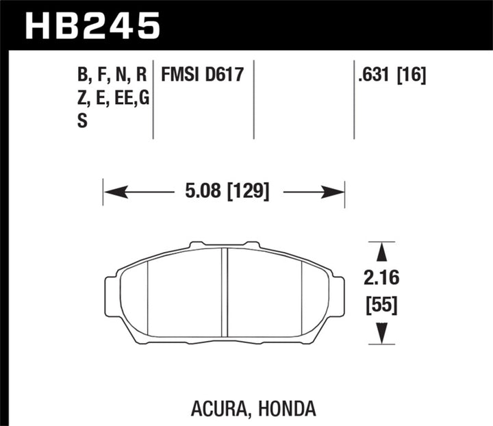 Hawk 94-01 Acura Integra (excl Type R)  HPS Street Front Brake Pads.