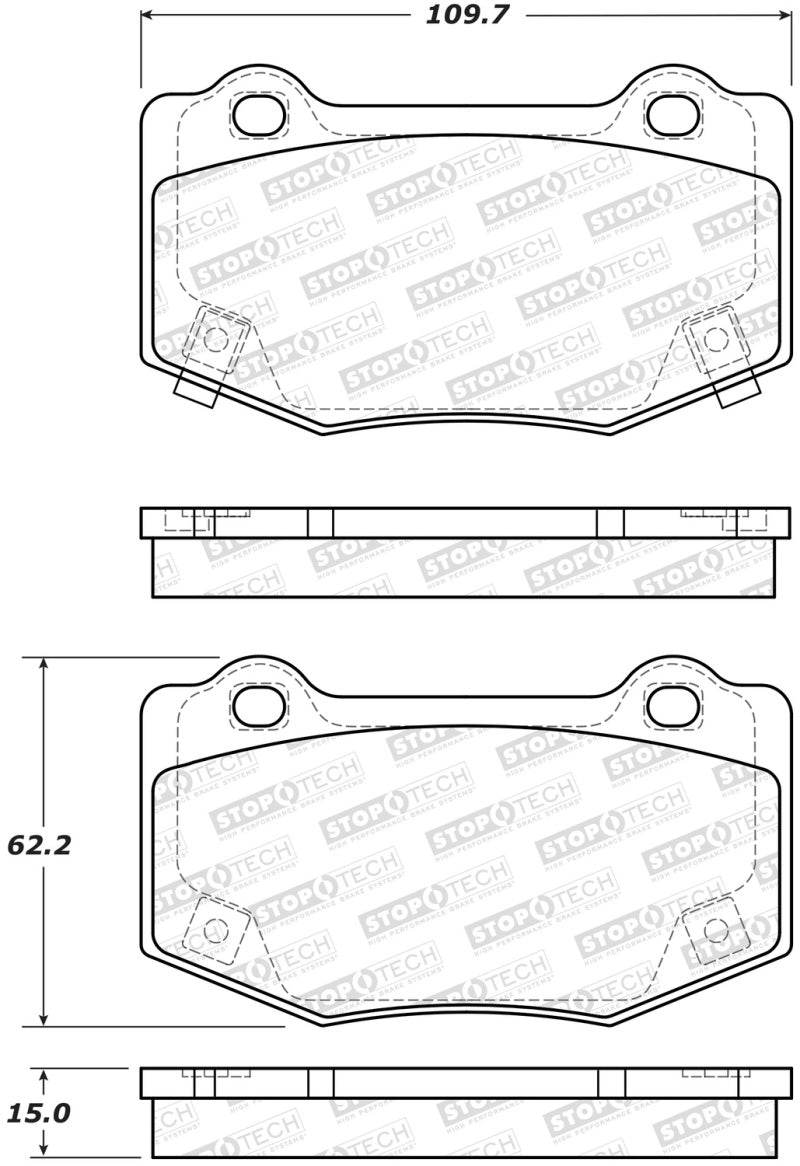 StopTech 14-18 Chevy Corvette Sport Performance Rear Brake Pads.